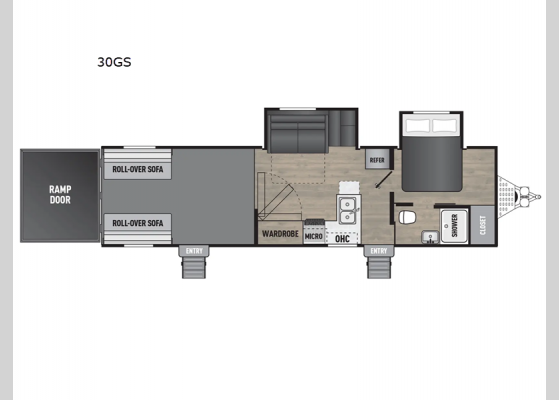 Floorplan - 2025 Work and Play 30GS Toy Hauler Travel Trailer