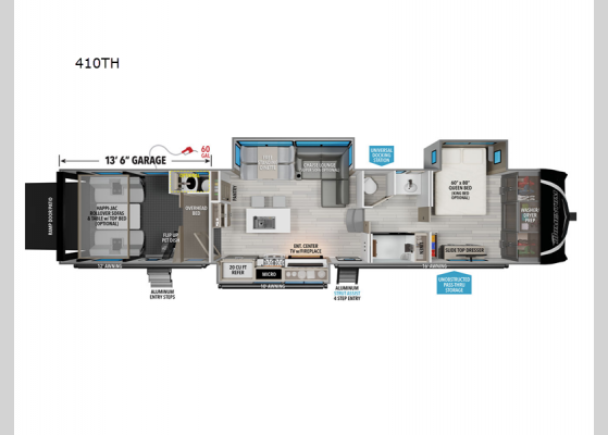 Floorplan - 2025 Momentum 410TH Toy Hauler Fifth Wheel