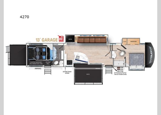 Floorplan - 2025 Cyclone 4270 Toy Hauler Fifth Wheel