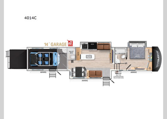 Floorplan - 2025 Cyclone 4014C Toy Hauler Fifth Wheel