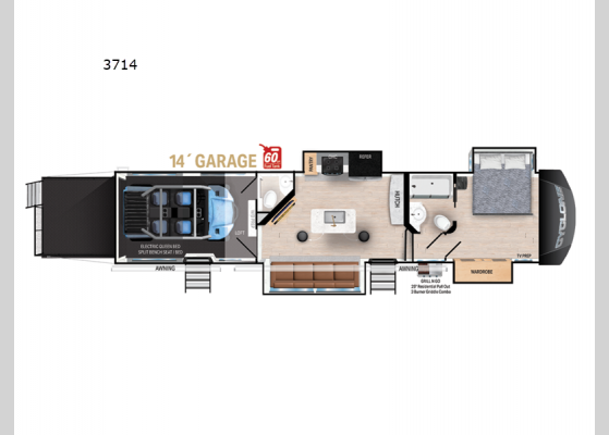 Floorplan - 2025 Cyclone 3714 Toy Hauler Fifth Wheel