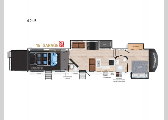 Floorplan - 2025 Cyclone 4215 Toy Hauler Fifth Wheel