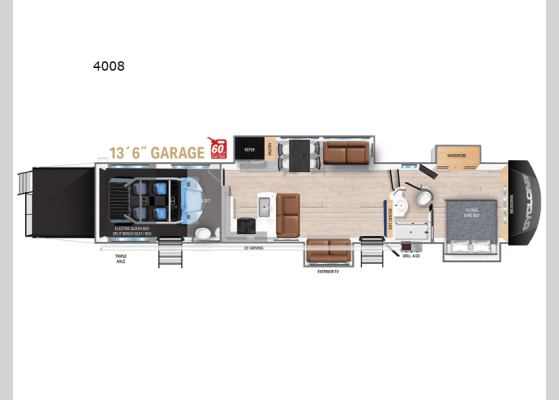 Floorplan - 2025 Cyclone 4008 Toy Hauler Fifth Wheel