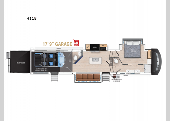 Floorplan - 2025 Cyclone 4118 Toy Hauler Fifth Wheel