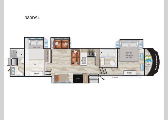 Floorplan - 2025 Milestone 380DSL Fifth Wheel