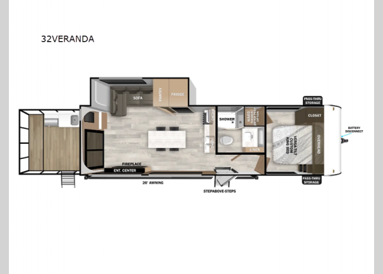 Floorplan - 2025 Salem 32VERANDA Travel Trailer