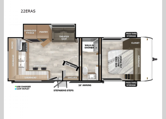 Floorplan - 2025 Salem 22ERAS Travel Trailer