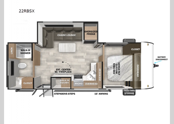 Floorplan - 2025 Salem 22RBSX Travel Trailer