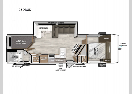 Floorplan - 2025 Salem 26DBUD Travel Trailer