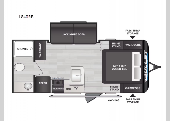 Floorplan - 2025 Bullet Classic 1840RB Travel Trailer