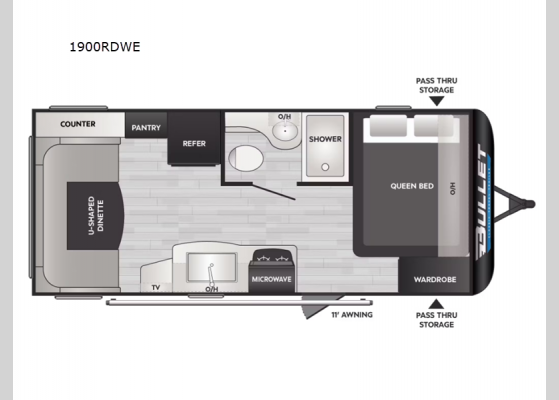 Floorplan - 2025 Bullet Classic 1900RDWE Travel Trailer