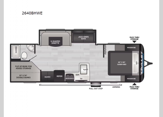 Floorplan - 2025 Bullet Classic 2640BHWE Travel Trailer