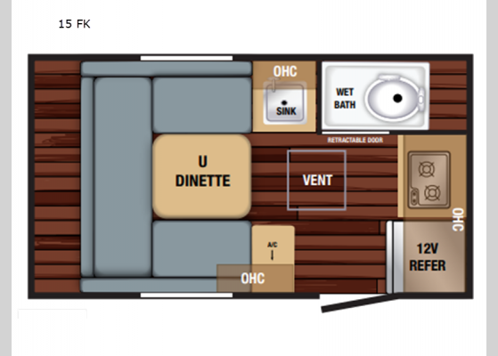 Floorplan - 2024 Bushwhacker Plus 15 FK Teardrop Trailer