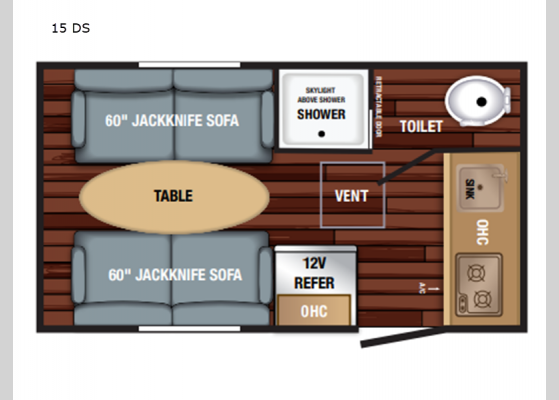 Floorplan - 2024 Bushwhacker Plus 15 DS Teardrop Trailer