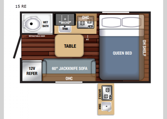 Floorplan - 2024 Bushwhacker Plus 15 RE Teardrop Trailer