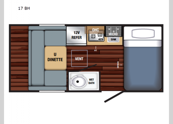 Floorplan - 2024 Bushwhacker Plus 17 BH Teardrop Trailer