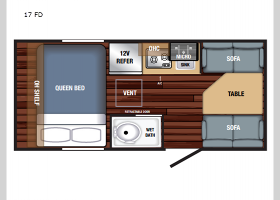 Floorplan - 2024 Bushwhacker Plus 17 FD Teardrop Trailer