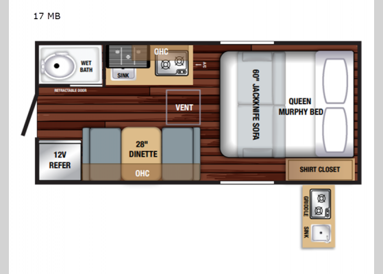 Floorplan - 2024 Bushwhacker Plus 17 MB Teardrop Trailer