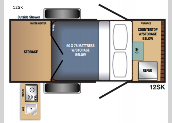 Floorplan - 2024 Bushwhacker 12SK Teardrop Trailer