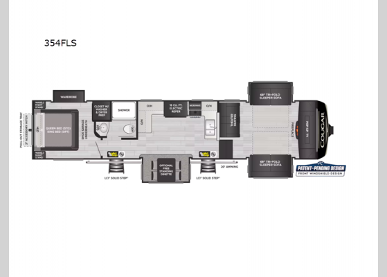 Floorplan - 2025 Cougar 354FLS Fifth Wheel