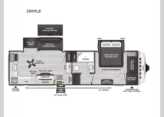 Floorplan - 2025 Cougar 260MLE Fifth Wheel