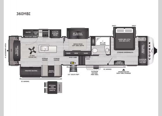 Floorplan - 2025 Cougar 360MBI Fifth Wheel