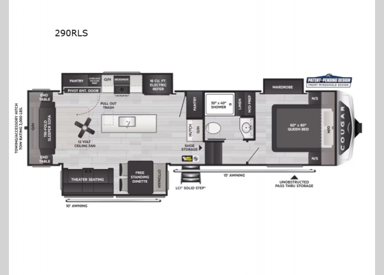 Floorplan - 2025 Cougar 290RLS Fifth Wheel