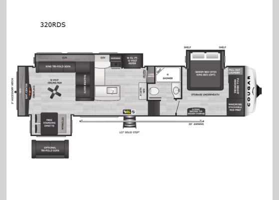 Floorplan - 2025 Cougar 320RDS Fifth Wheel