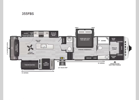 Floorplan - 2025 Cougar 355FBS Fifth Wheel