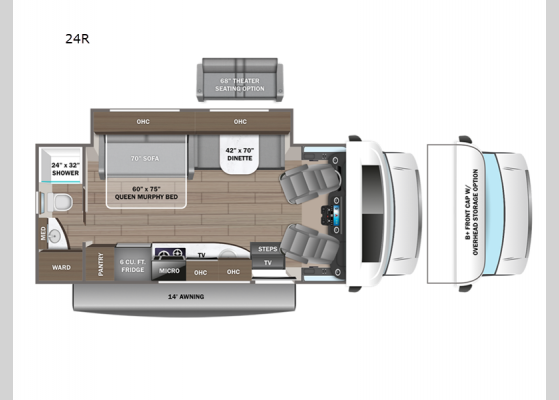 Floorplan - 2024 Qwest 24R Motor Home Class C - Diesel