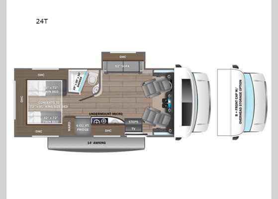 Floorplan - 2024 Qwest 24T Motor Home Class C - Diesel