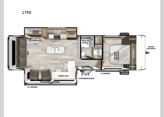 Floorplan - 2025 Salem 27RE Travel Trailer