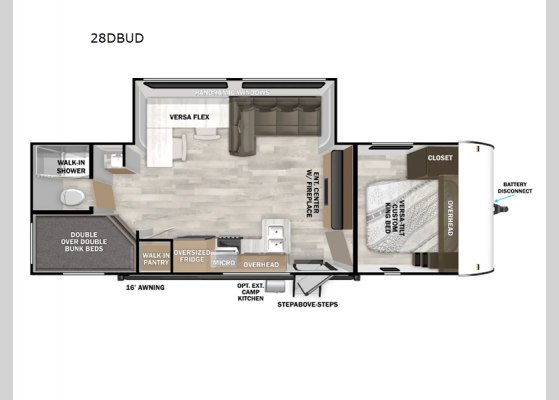 Floorplan - 2025 Salem 28DBUD Travel Trailer