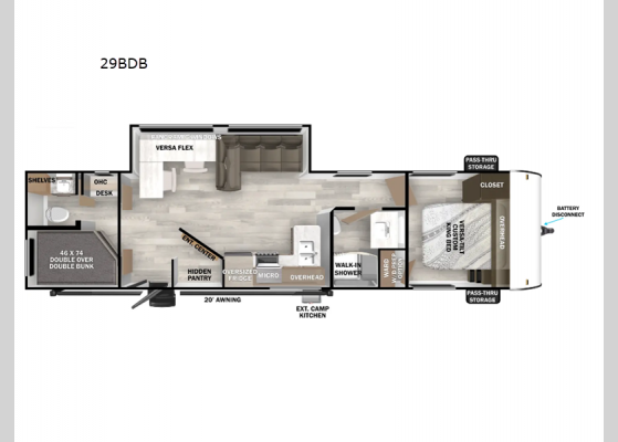 Floorplan - 2025 Salem 29BDB Travel Trailer