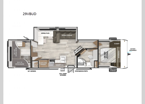 Floorplan - 2025 Salem 29VBUD Travel Trailer