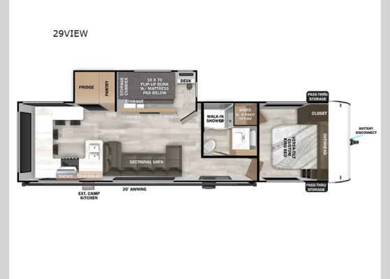 Floorplan - 2025 Salem 29VIEW Travel Trailer