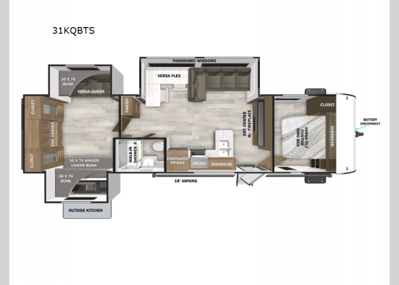 Floorplan - 2025 Salem 31KQBTS Travel Trailer