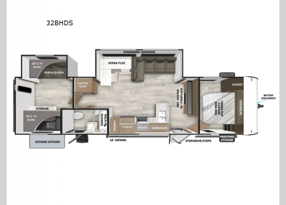 Floorplan - 2025 Salem 32BHDS Travel Trailer