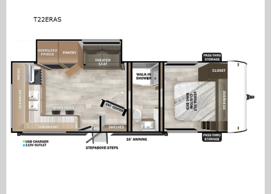 Floorplan - 2025 Salem T22ERAS Travel Trailer