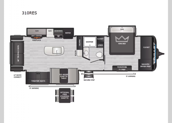 Floorplan - 2025 Bullet 310RES Travel Trailer