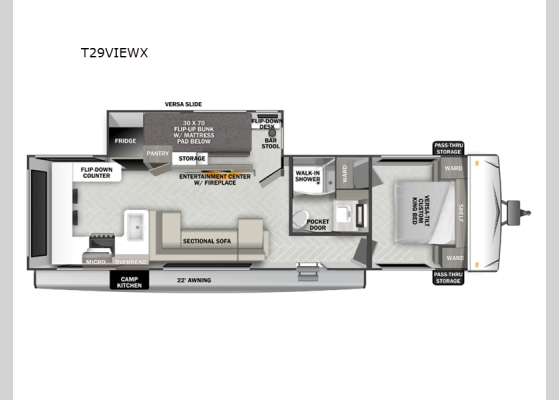 Floorplan - 2025 Salem T29VIEWX Travel Trailer