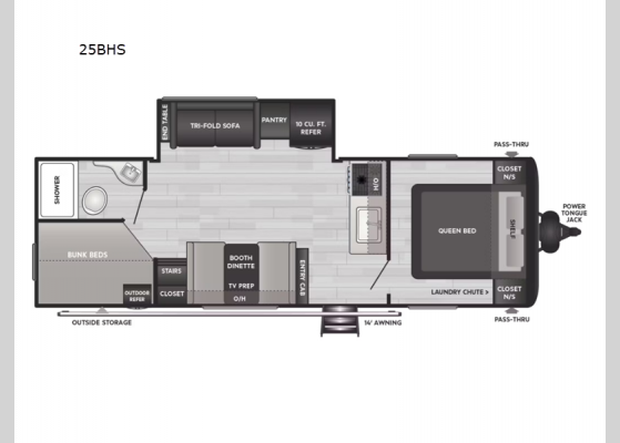 Floorplan - 2025 Hideout 25BHS Travel Trailer