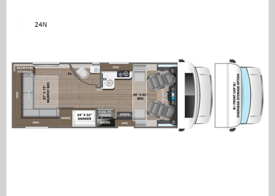 Floorplan - 2024 Qwest 24N Motor Home Class C - Diesel