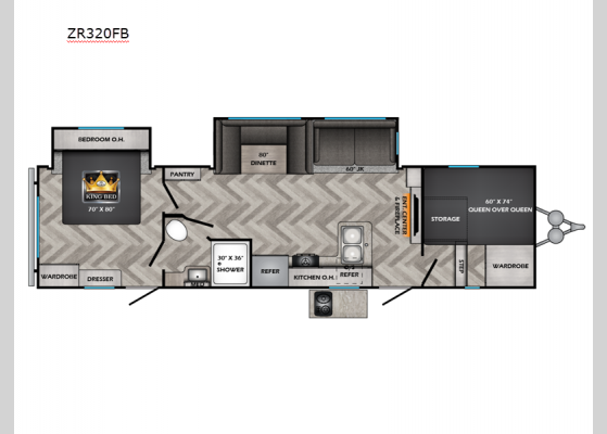 Floorplan - 2024 Zinger ZR320FB Travel Trailer