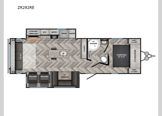 Floorplan - 2024 Zinger ZR292RE Travel Trailer