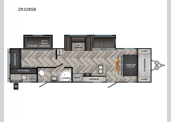 Floorplan - 2024 Zinger ZR328SB Travel Trailer