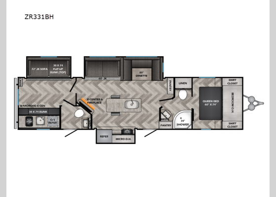 Floorplan - 2024 Zinger ZR331BH Travel Trailer