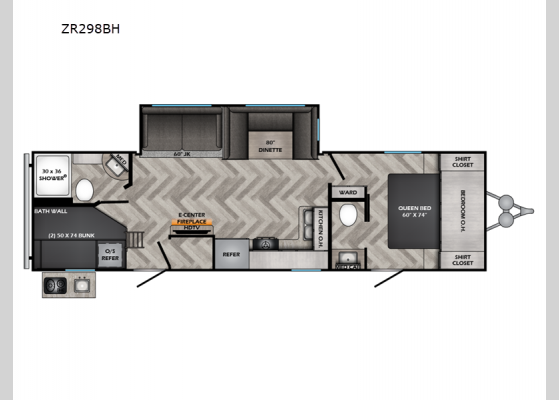 Floorplan - 2024 Zinger ZR298BH Travel Trailer