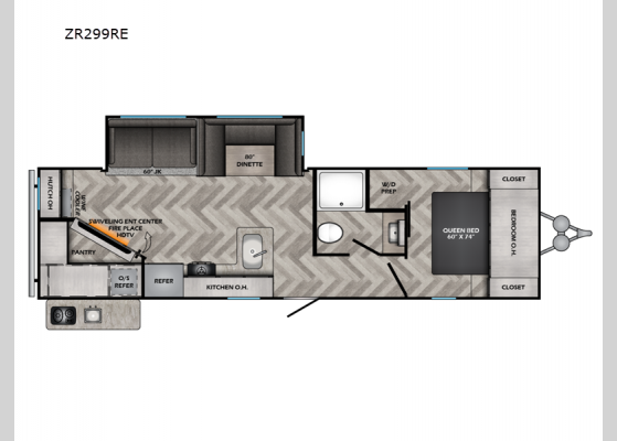 Floorplan - 2024 Zinger ZR299RE Travel Trailer