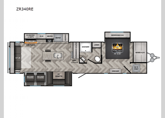 Floorplan - 2024 Zinger ZR340RE Travel Trailer